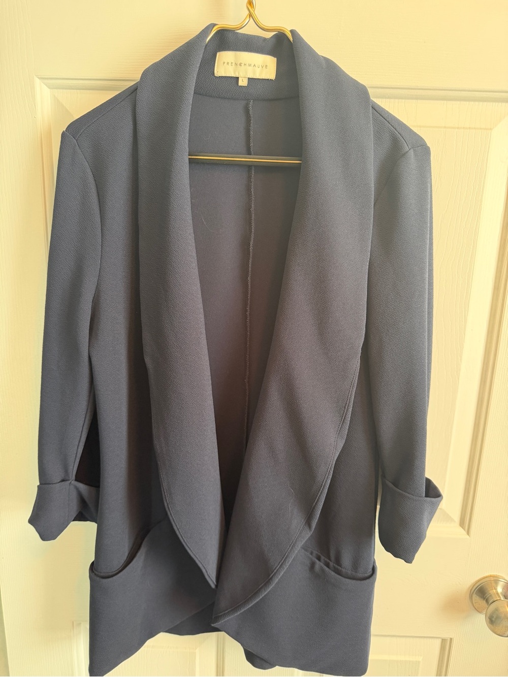 French Mauve Open Front Draped Blazer